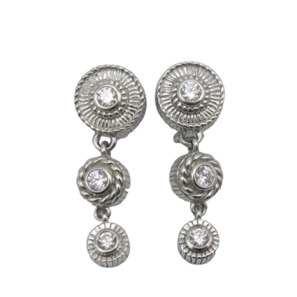 Judith Ripka .925 Sterling Silver Diamonique Diamond Drop Dangle Earrings